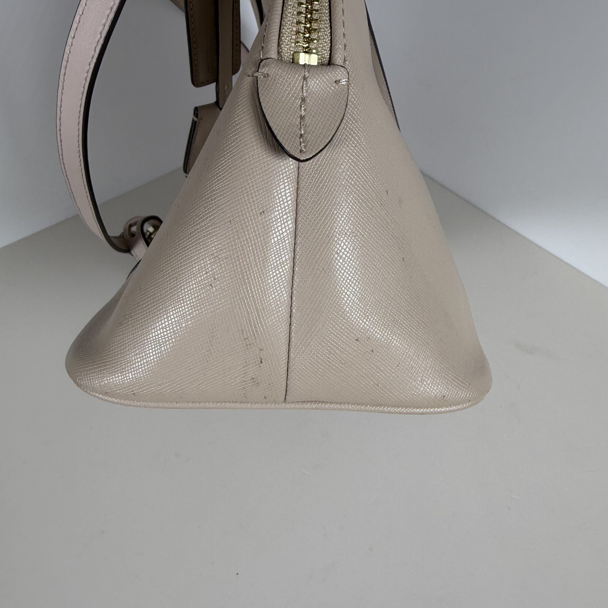 Coach Tan Saffiano Leather Peyton Cora Domed Satchel Bag - Image 5