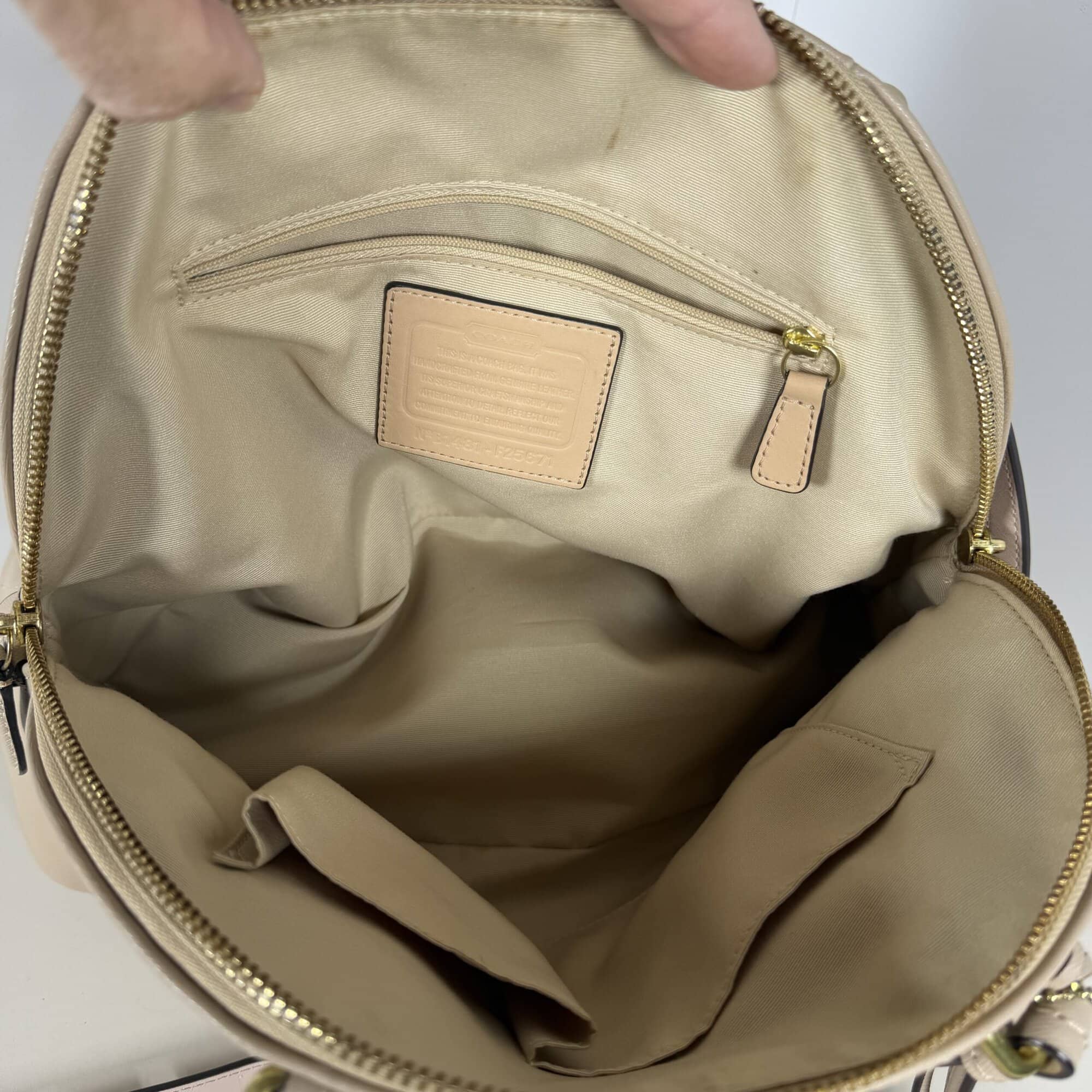 Coach Tan Saffiano Leather Peyton Cora Domed Satchel Bag - Image 8