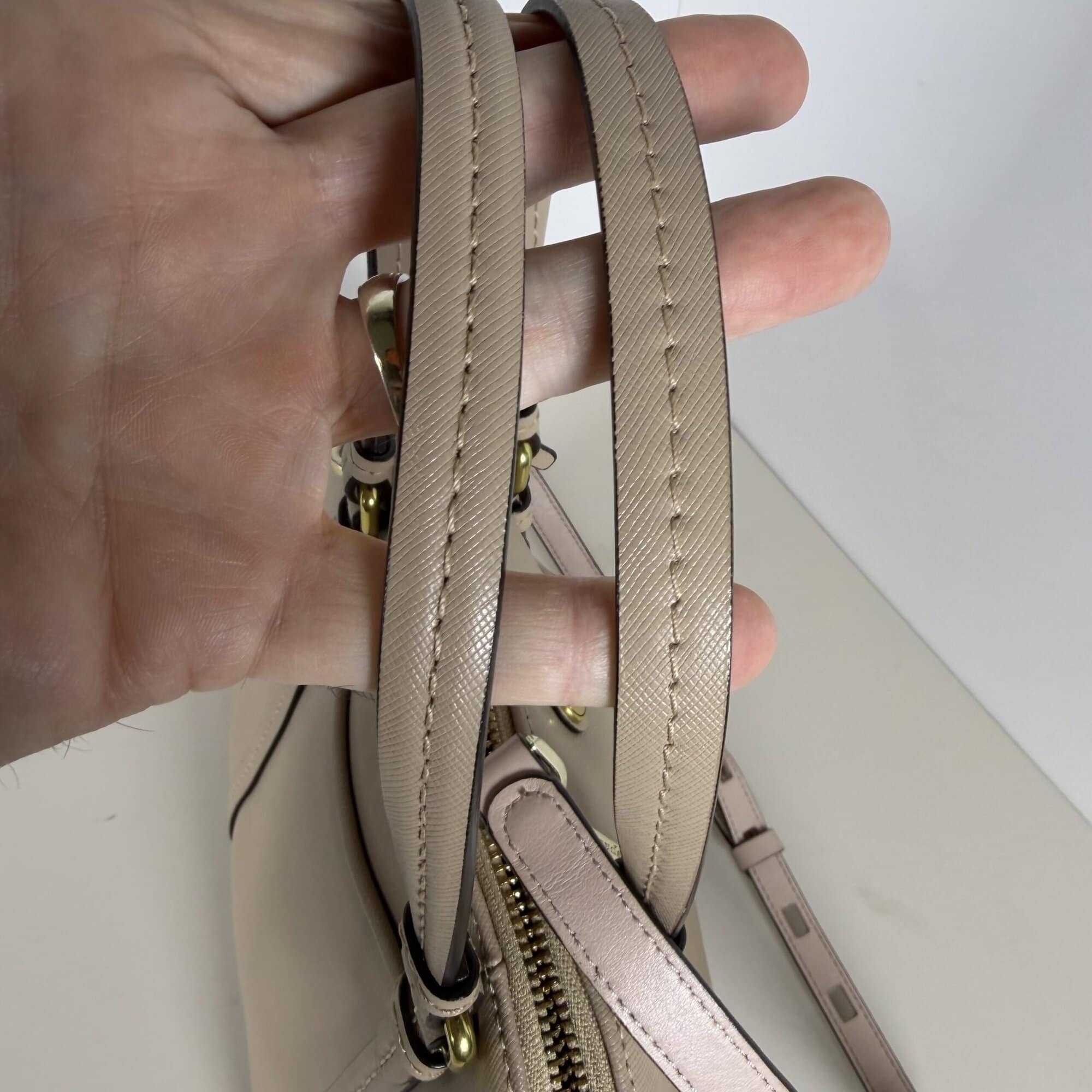 Coach Tan Saffiano Leather Peyton Cora Domed Satchel Bag - Image 10