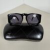 Vintage Chanel 1993 Archive Black Matelassé Quilted CC Logo Square Sunglasses