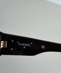 Vintage Chanel 1993 Archive Black Matelassé Quilted CC Logo Square Sunglasses - Image 4