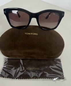 Tom Ford Lauren-02 TF614 01H Black Polarized Cat-Eye Sunglasses