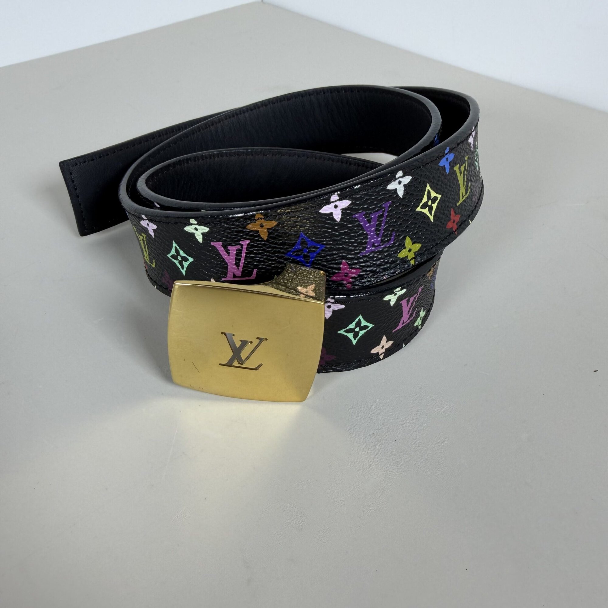 Louis Vuitton x Takashi Murakami Black Monogram Multicolore LV Cut Belt 85/34, additional view 2