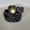 Louis Vuitton x Takashi Murakami Black Monogram Multicolore LV Cut Belt 85/34