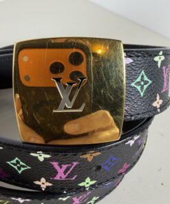 Louis Vuitton x Takashi Murakami Black Monogram Multicolore LV Cut Belt 85/34, additional view 3