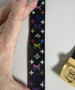 Louis Vuitton x Takashi Murakami Black Monogram Multicolore LV Cut Belt 85/34, additional view 7