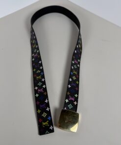 Louis Vuitton x Takashi Murakami Black Monogram Multicolore LV Cut Belt 85/34, additional view 8