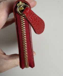 Burberry Red Grained Leather Zip-Around Coin Purse Wallet, additional view 3