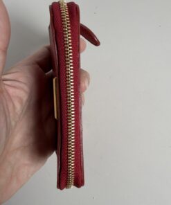 Burberry Red Grained Leather Zip-Around Coin Purse Wallet, additional view 4