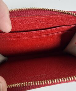 Burberry Red Grained Leather Zip-Around Coin Purse Wallet, additional view 6