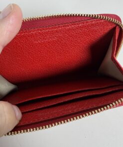 Burberry Red Grained Leather Zip-Around Coin Purse Wallet, additional view 7