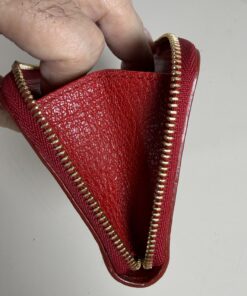 Burberry Red Grained Leather Zip-Around Coin Purse Wallet, additional view 8