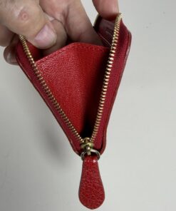 Burberry Red Grained Leather Zip-Around Coin Purse Wallet, additional view 9
