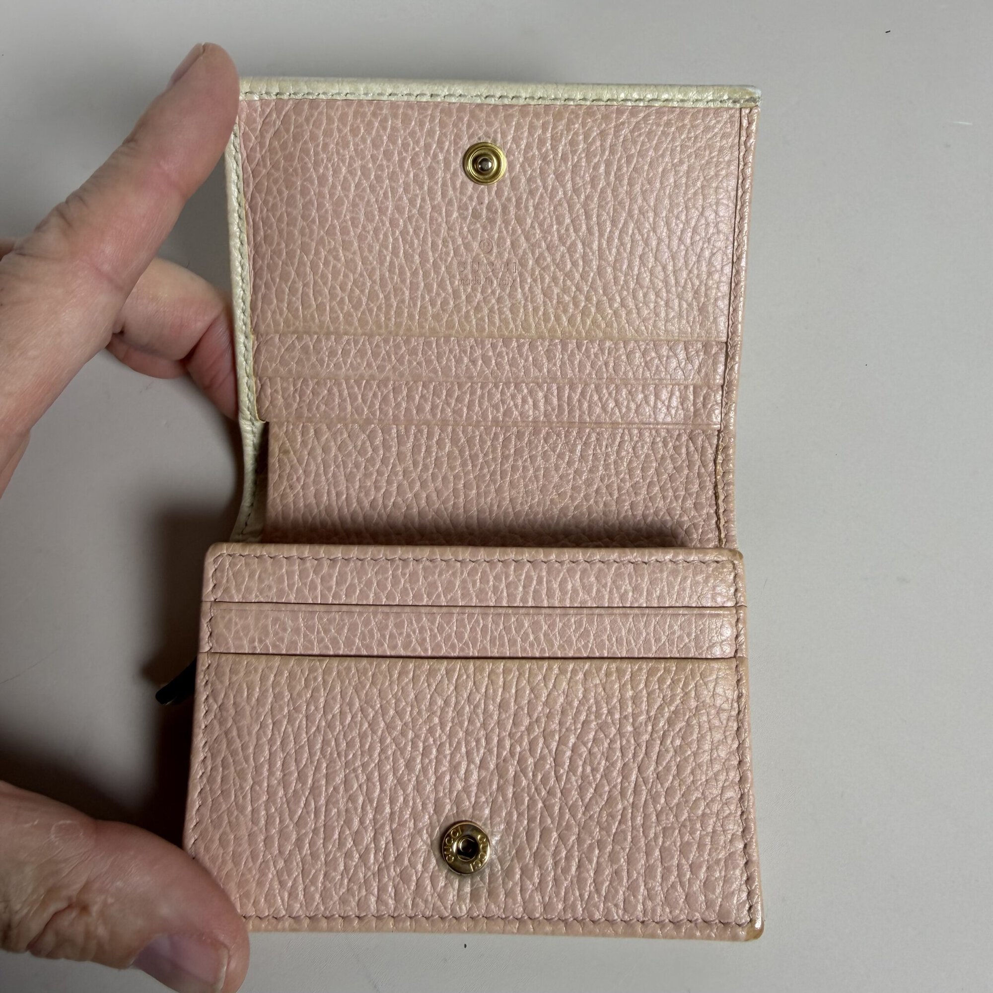 Gucci Bow GG Leather Compact Bifold Wallet Cream and Pink, additional view 6