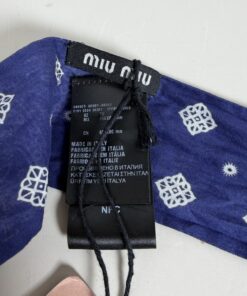 Miu Miu Bandana Print Poplin Skinny Scarf Blue White NWT, additional view 2