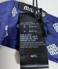 Miu Miu Bandana Print Poplin Skinny Scarf Blue White NWT, additional view 3