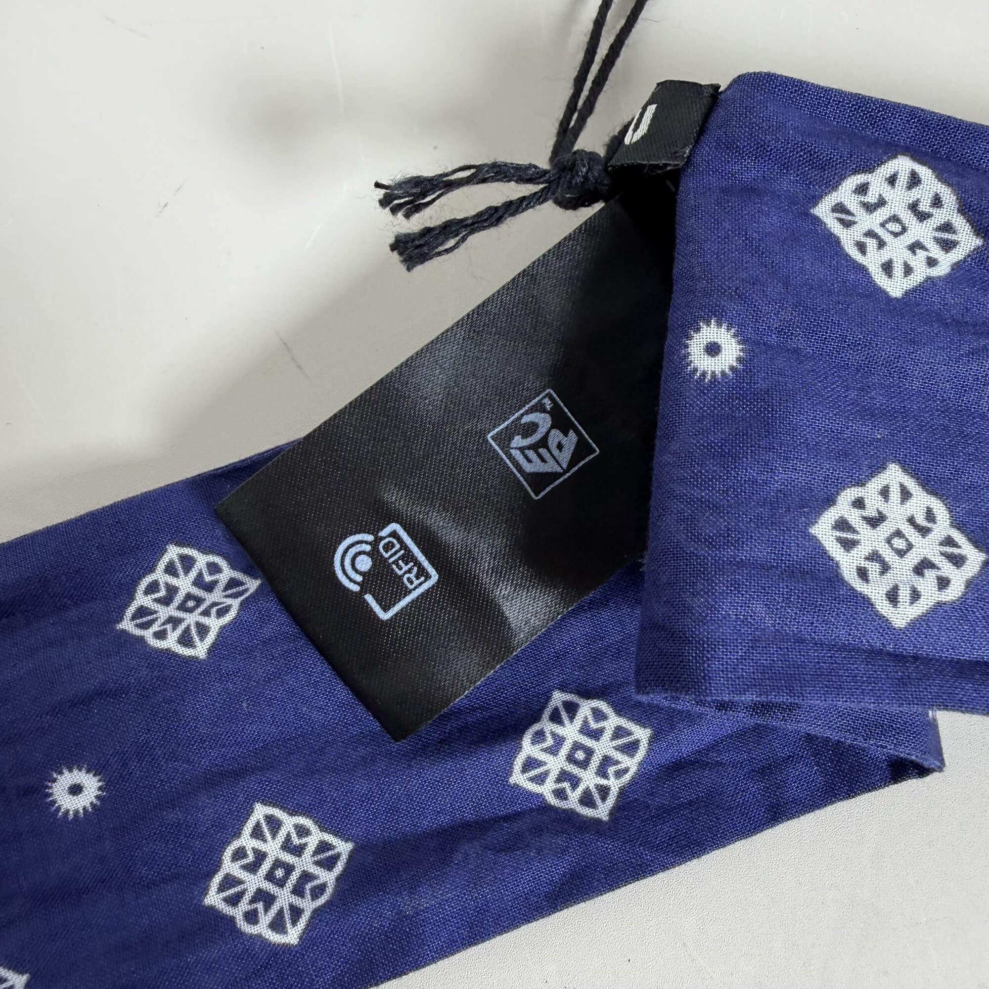 Miu Miu Bandana Print Poplin Skinny Scarf Blue White NWT, additional view 4