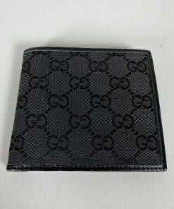 Gucci GG Canvas Bifold Coin Pocket Wallet Black