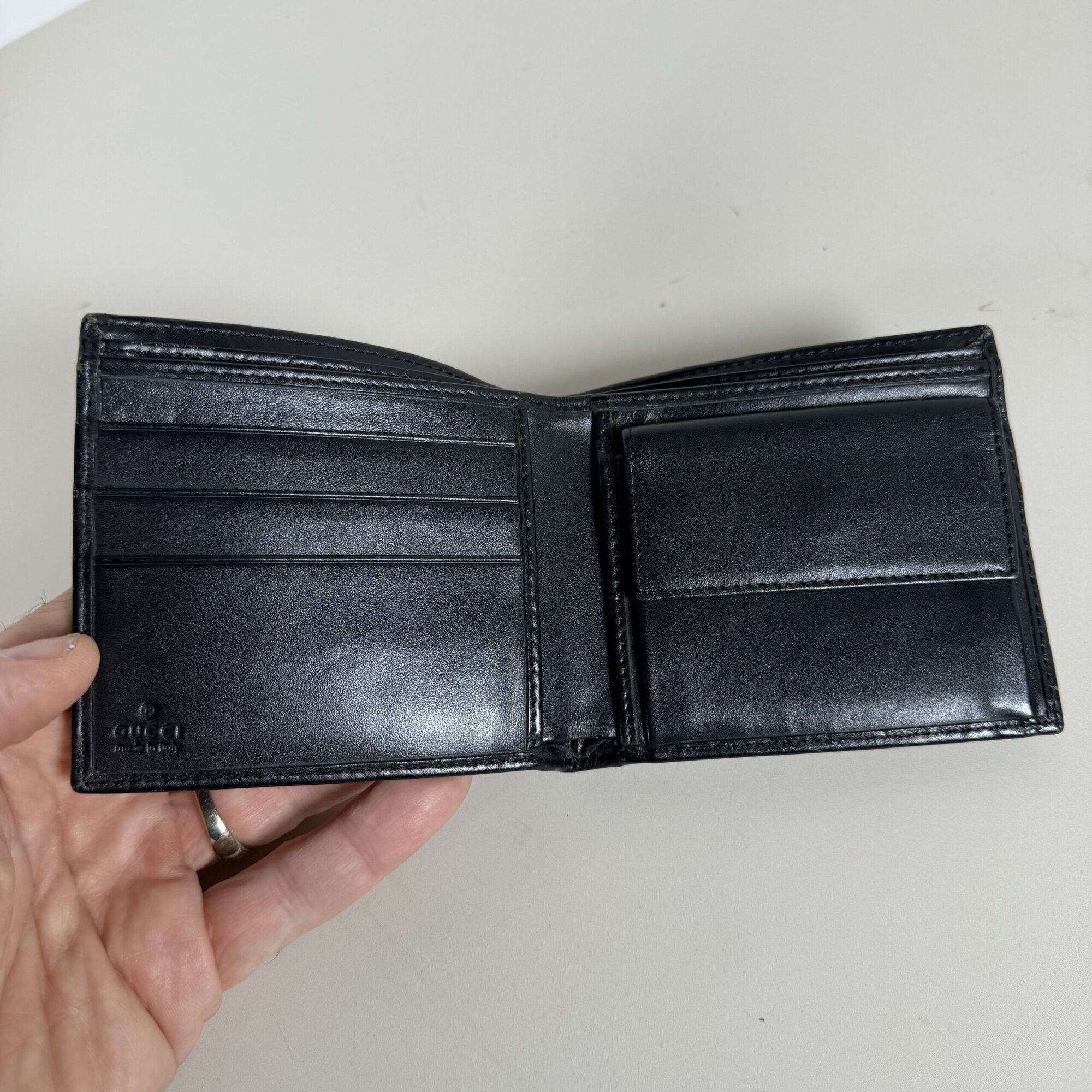 Gucci GG Canvas Bifold Coin Pocket Wallet Black, additional view 6