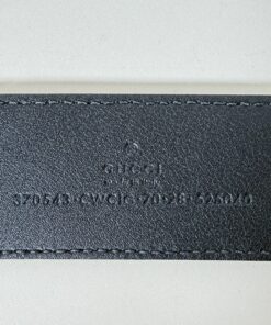 Gucci heat stamp and style code 370543 on interior black leather strap