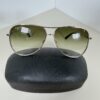 Ferragamo SF268S crystal aviator sunglasses with green gradient lenses on black hard case